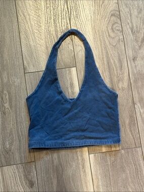 Brandy Melville Navy Blue Halter Crop Top